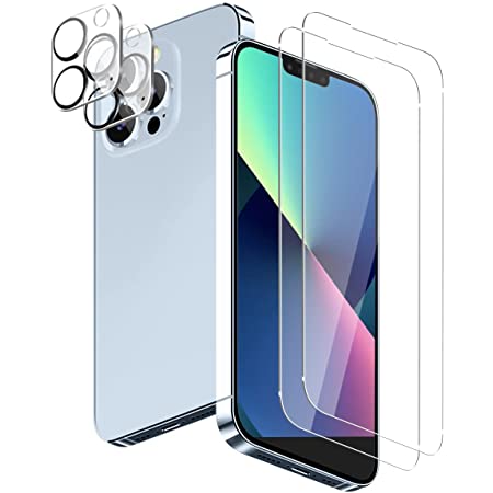 「2+2 セット」Sungale iPhone13Pro Max 用 ガラスフィルム（2枚入り）+カメラフィルム（2枚入り） iPhone13ProMax 強化 ガラス 保護 フィルム 高透過率 耐指紋 撥油性 iphone13 pro max用 カメラレンズ 保護カバー 全面保護 画面保護 ガラスカバー 気泡レス 極薄