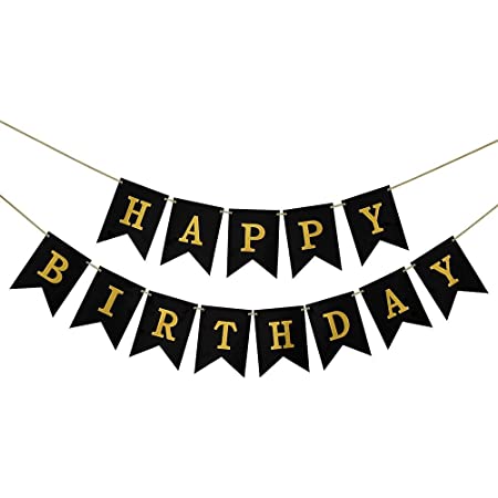 誕生日 飾り 飾り付け ガーランド バースデーガーランド HAPPY BIRTHDAY フラッグ 壁 サプライズ パーティ (HAPPY BIRTHDAY-黒)