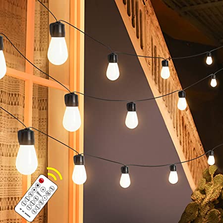 MIPAWS LEDストリングライト 屋外 防雨型 IP65 15m LED電球*15個付き LEDイルミネーションライト 2700k 電球色 リモコン操作 調光 タイマー 多モード クリスマス 結婚式 パーティー用 屋外照明 電飾庭 キャンプ