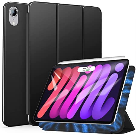 ZtotopCases iPad mini6 ケース 2021 ペンシルホルダー付き 三つ折スタンド TPU製 傷防止 iPad 第6世代 8.3 インチ 2021専用スマートケース（マーブルピンク）