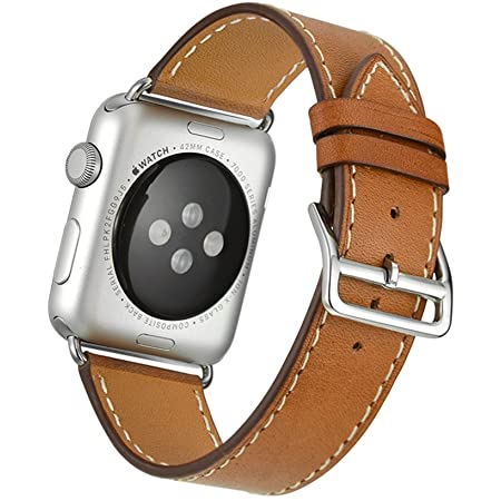 【 Premier Leather House 】アップルウォッチ バンド ベルト Apple Watch Band 革 SE 6 5 4 3 2 1 アップル ウォッチ ダブル 一重巻き 本革 レザー 44mm 42mm 40mm 38mm (キャメル, 42/44mm)