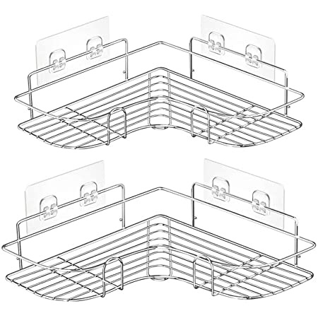 浴室用ラック お風呂 ラック コーナー ​強力粘着固定 ステンレス 多機能ラック 荷重10 KG 収納壁掛け棚 キッチン 調味料ラック (2個セット