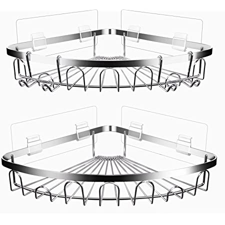 浴室用ラック お風呂 ラック コーナー ​強力粘着固定 ステンレス 多機能ラック 荷重10 KG 収納壁掛け棚 キッチン 調味料ラック (2個セット