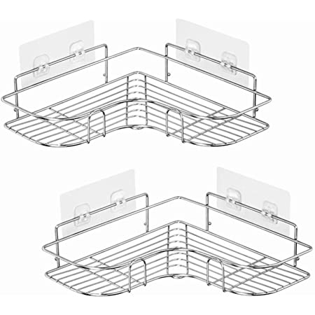 浴室用ラック お風呂 ラック コーナー ​強力粘着固定 ステンレス 多機能ラック 荷重10 KG 収納壁掛け棚 キッチン 調味料ラック (2個セット