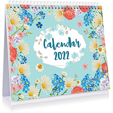 OUNONA 2022年 カレンダー 花 卓上カレンダー ビビッドカラースケジュール シンプルデザイン メモスペース インデックス