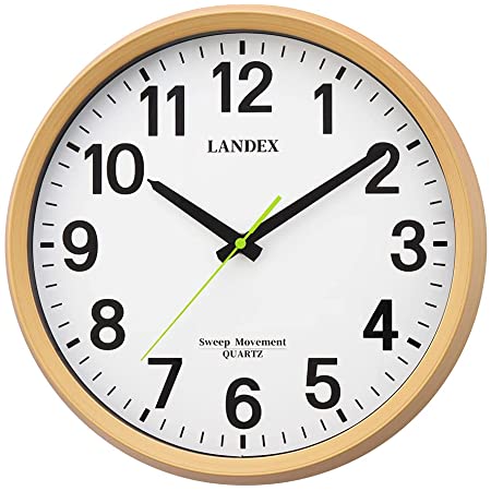 ランデックス(Landex) 掛け時計 アナログ カプレーゼ 静音 連続秒針 木目調 ナチュラル YW9173WH