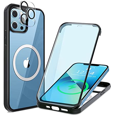 【両面！全面保護！】McDuLL iPhone 13 Pro 用 ケース 6.1 インチ 360度保護 9H強化ガラス+TPUバンパー 耐衝撃性 擦り傷防止 薄型 Qi充電対応 軽量 落下防止 指紋防止 アイフォン13 Pro 用カバー (ブラック)
