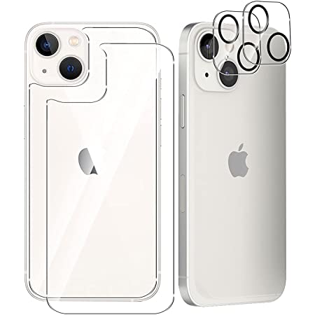 【2+2+2】 QULLOO iPhone 13 mini 用 フィルム+カメラフイルム+背面フィルム 5.4インチ 強化ガラス 露出オーバー防止 2眼 高硬度9H 防指紋 傷防止 耐衝撃 99％高透過率 飛散防止 iPhone13mini 2021 用 保護フィルム 背面 レンズフィルム