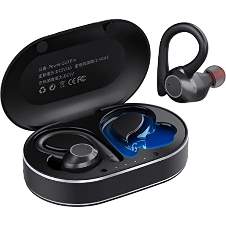 革新型耳掛け式 Bluetooth イヤホン ワイヤレス イヤホン デジタルディスプレイチャージケース付き ソフトイヤフックフィット感スポーツイヤホン HIFIステレオサウンド