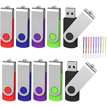 USBメモリ 2GB 5個セット コンパクト USB2.0 高速 回転式 金属製キーホルダー付き フラッシュドライブ 耐衝撃 防水 防塵 フラッシュメモリー