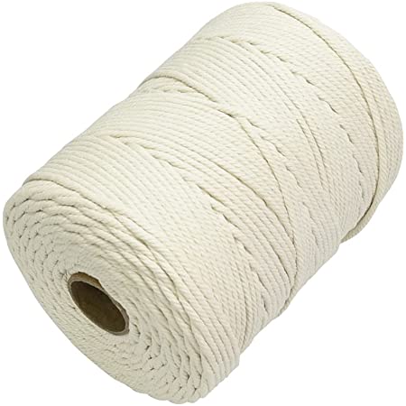 マクラメロープ ハンドメイド 調理紐 天然コットン100％ 柔らかい バッグ 編み物 (4mm×300m ベージュ)