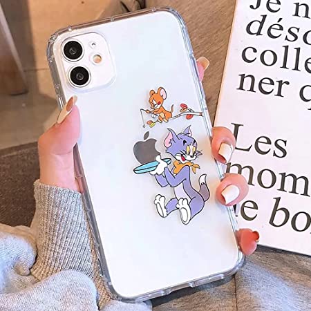 iPhone13 用 ケース トムとジェリー スマホケース 全機種対応 かわいい クリア あいふぉん Jerryがアップルマークを描く 携帯カバー ワイヤレス充電対応 レンズ保護イフォン13