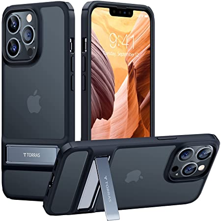 TORRAS 全透明 iPhone 13 Pro 用ケース 6.1インチ スタンド付き 3WAY置き対応 角度調整可能 アイフォン13プロ 用カバー クリア MoonClimber