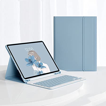 FGENLD for iPad Mini6ケース2021スリムシェルケース（ワイヤレスBluetoothキーボード付き）iPadMini第6世代8.3インチ用に取り外し可能 (blue)