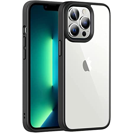 [XLAS] iPhone 13 ケース バンパーケース ブラック 薄型 軽量 ガラスケース 黄ばみなし レンズ保護 TPUバンパー 米軍MIL規格 ワイヤレス充電対応 2021年 6.1インチ アイフォン 13 用 カバー 黒 ブラック black (iphone 13 6.1インチ)