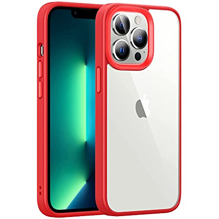 [XLAS] iPhone 13 mini ケース バンパーケース レッド 薄型 軽量 ガラスケース 黄ばみなし レンズ保護 TPUバンパー 米軍MIL規格 ワイヤレス充電対応 2021年 5.4インチ アイフォン 13 ミニ 用 カバー 赤 レッド red (iphone 13 mini 5.4インチ)