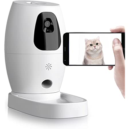 自動給餌器 猫犬 wifi ペットカメラ-AI知能 「噛む防止コード付き」中小型犬用 0.5L容量自動餌やり機 720P見守りカメラ LEDポインター光線おもちゃ搭載 監視カメラ スマホで見れる 定時定量 遠隔操作 暗視機能 双方向音声 AI知能 自動追跡 動体検知 音声検知 警報通知 全日録画 猫/犬見守り 2.4G WIFI対応 アカウント共有 Android/iOS対応(白い)