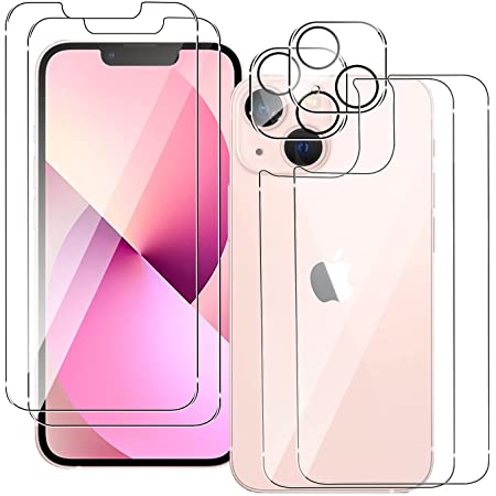 【2+2+2枚】KLUSO for iPhone 13 mini 用 背面フィルム+カメラフィルム+ガラスフィルム 2眼 露出オーバー防止 強化ガラス 高硬度9H 指紋防止 気泡防止 飛散防止 耐衝撃 高透過率 5.4インチ iPhone13 mini 用 液晶保護フィルム レンズフィルム