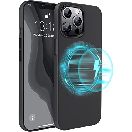GOODVISH iPhone 13 Pro 用ケース 薄型 PC [マグセーフ適応 ] [ 画面レンズ保護]指紋防止 擦り傷防止 耐衝撃カバー 6.1インチ アイフォン13 ケース 特殊な金属ボタン (ブラック)