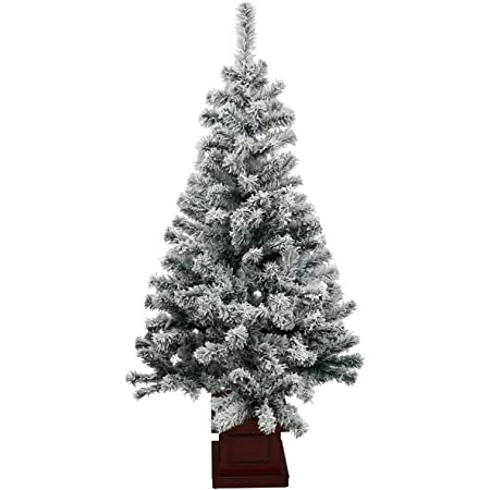クリスマス屋 クリスマスツリー 120cm ポット フロストツリー 雪付き スノーツリー 雪 木製ポットツリー