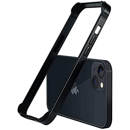 OURJOY iPhone13 用 バンパー iPhone13 Pro 用 アルミ バンパー ストラップホール付き [アルミ+シリコン 二重構造] レンズ保護 耐衝撃 軽量 アルミサイドバンパー フレーム 携帯ケース ・ブラック