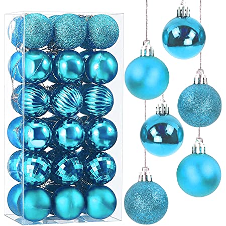 wemitas クリスマスツリー 飾り ツリー オーナメント ボール デコレーション 74個 北欧 木製 6種類 12枚 セット (ブルー)