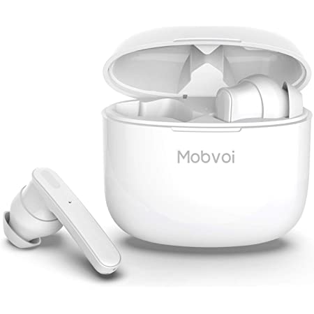 Mobvoi ANC 完全ワイヤレスイヤホン Bluetooth 5.0 ブルートゥースヘッドホン アクティブノイズキャンセリング 片耳/両耳モード切替 IPX5防水 5時間連続再生 タッチコントロール ホワイト