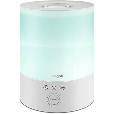 KOYIDA 加湿器 超音波式加湿器 精油 アロマ加湿器 卓上 寝室用 静音 650ML LEDナイトライト アロマウォーターも使用 アロマディフューザー 上から注水 12時間連続加湿 家用業務用加湿器 安眠グッズ ベッドサイドランプ 空焚き防止 手入れ簡単 花粉対策 乾燥防止 おしゃれ [実用新案登録済み、PSE認証取得、メーカー１年保証 (グレー)