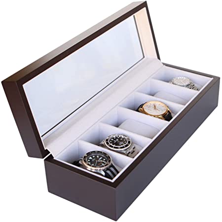 FLOATING WOOD 腕時計ケース コレクションケース 収納ボックス アクセサリー収納 ディスプレイ 木目調 ギフト (6本用)