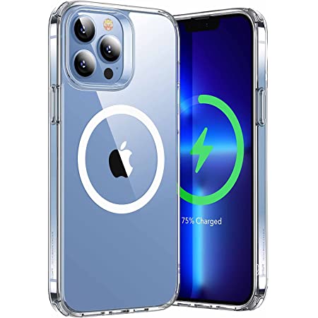 Meifigno 全透明 磁気ケース、iPhone 13 Pro Max用に設計された 、[軍用グレード保護とMagSafeと互換性]、ソフトエッジハードPC、iPhone 13 Pro Max 6.7インチ用に設計-クリアされています