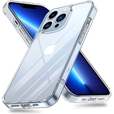 Aunote 対応 iphone13 pro ケース クリア 薄型 軽量 耐衝撃 背面ガラス ハードケース ストラップホール付き ワイヤレス充電対応