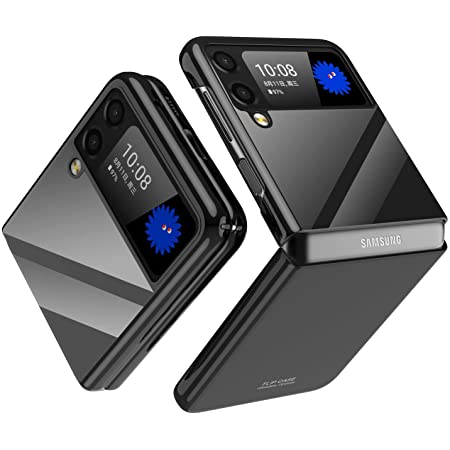 Newzerol Galaxy Z Flip 3用ケース 革保護カバー 肌の質感 高級PCレザー 超薄型 カメラ保護 耐衝撃 スマホケース（グレー）