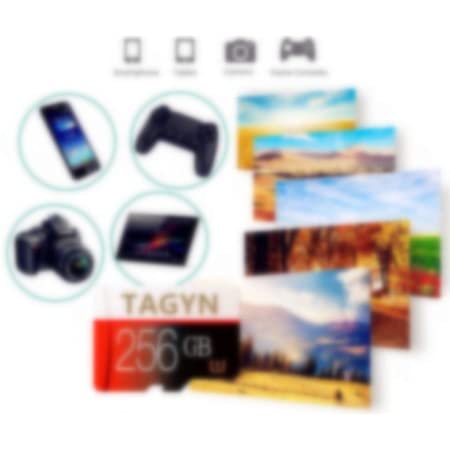 TAGYN マイクロSDメモリーカード 256GB 超高速Class10 + SDカードアダプ (J1Y6-RT)