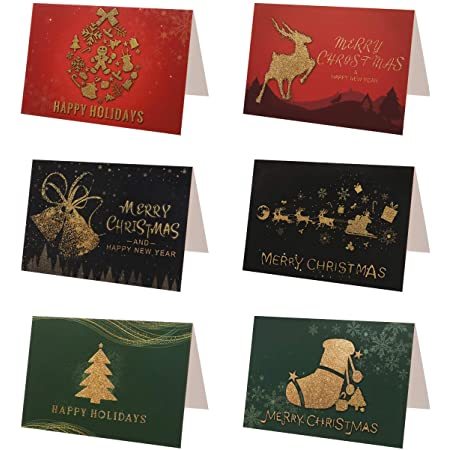 クリスマスカード 24枚セット メッセージカード 封筒付き クリスマス 感謝カード リース ベール 雪 花 雪だるま サンタ トナカイ クリスマスツリー柄 カード christmas cards(タイプ5)