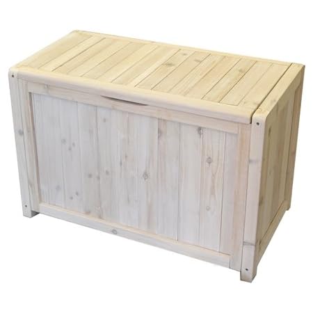 ガーデンガーデン 天然木製ベンチボックス(ストッカー) ウォッシュホワイト 幅80cm×奥行31cm×高さ50.5cm BOX-B800WHT