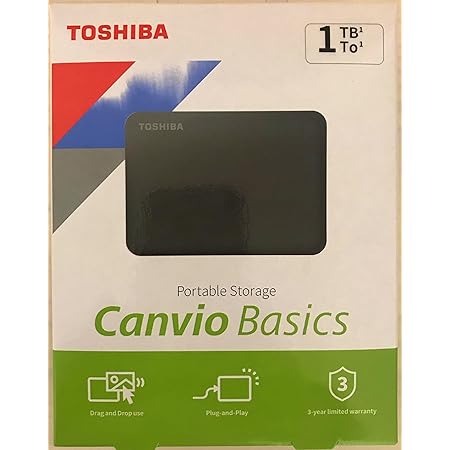 東芝 USB3.0接続 ポータブルハードディスク 1.0TB（ブラック）CANVIO BASICS（HD-ACシリーズ） HD-AC10TK