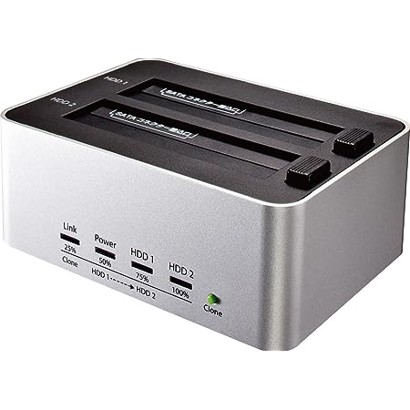 FIDECO HDDスタンド、USB3.0接続 2.5型 / 3.5型 SATA HDD/SSD対応、パソコンなしでHDDのまるごとコピー機能付き、2ベイ ハードディスクケース、16TB*2対応、電源アダプター付、ブラック