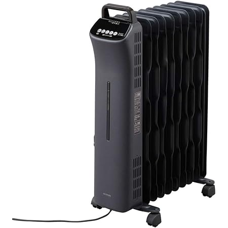 iimono117 オイルヒーター 高性能 11枚フィン 8～10畳 (つや消しブラック) パネル ヒーター 500W 700W 1200W デジタル表示 S型フィン 暖房 電気ストーブ