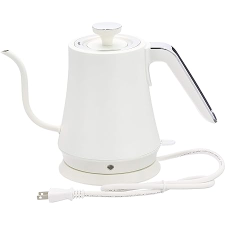 【HIRO】グースネック電気ケトル 1L ホワイト コーヒーを香りよく美味しくドリップ KTK-370WH