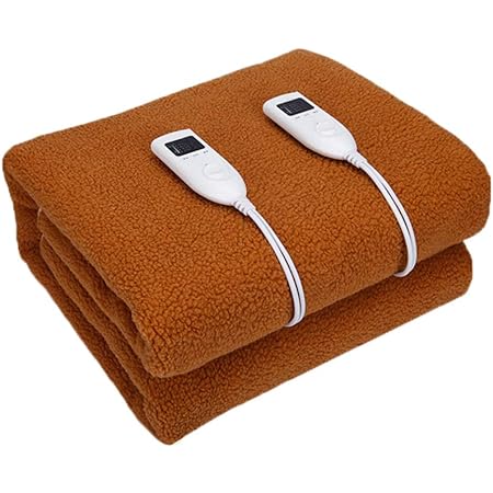 電気毛布キングサイズデュアルコントロール – 180 * 200センチメートル – 洗濯機 – 自動安全シャットオフで高度な過熱保護システムを内蔵,ブラウン