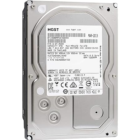 HGST Ultrastar 7K4000 4TB 64MB キャッシュ7200RPM SATA 6.0Gb/s 3.5インチ 内蔵ハードドライブ NAS、デスクトップPC/Mac、監視ストレージ、CCTV DVR用