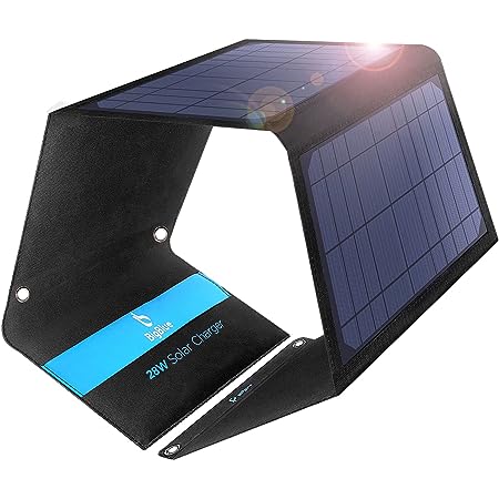 BigBlue ソーラーパネル 28W 折り畳み式 3USBポート(5V/4.8A) 単結晶パネル ソーラーチャージャー ソーラー充電器 IPX4 防水 太陽光発電 高変換効率 停電 地震 防災グッズ アウトドア