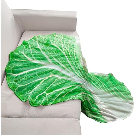 ノベルティフランネルブランケット、食品野菜印刷赤緑のラウンド、ダブル/シングルベッド大きい豪華な毛布、ソファー/チェア/ベッドのためのマイクロファイバー,Cabbage,150x190cm