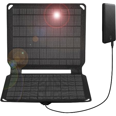 FlexSolar ソーラーパネル 10W USB出力ポート 5v 2a 小型 折りたたみ式 単結晶セル IP67 防水防塵 ハイキング、災害時にも最適 iPhone/iPad/Android各機種対応