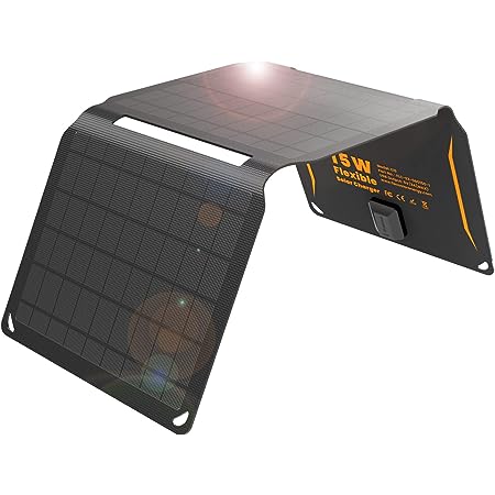 FlexSolar ソーラーパネル 10W USB出力ポート 5v 2a 小型 折りたたみ式 単結晶セル IP67 防水防塵 ハイキング、災害時にも最適 iPhone/iPad/Android各機種対応