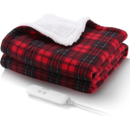 電気毛布ソフトフランネル140 * 80cm、敷電気毛布け 暖かい 軽量 6つの加熱設定をえた加熱ブランケット洗える あったか 柔らかい肌触りえす自宅やオフィスでのマルチシーン使用