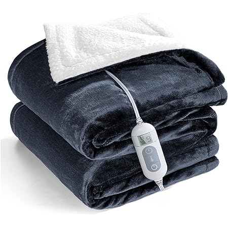 電気毛布、ソフトフランネル160 * 130 cm、4段階温度調整 10h自動切タイマー 洗濯可 、家庭用暖房毛布
