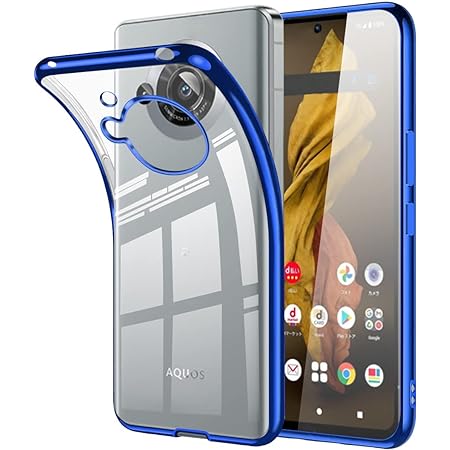 AQUOS R7 ケース クリア アクオスr7 SH-52C A202SH カバー スマホケース 透明 耐衝撃 TPU 薄型 軽量 メッキ加工 ソフトケース 人気(ブルー)