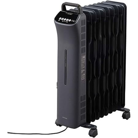 [山善] オイルレスヒーター 1200W 最大8畳 出力3段階切替 省エネ 温度調節機能 24時間入切タイマー付 チャイルドロック 転倒オフスイッチ ブラック DOL-J12(BK)