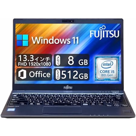 富士通 Lifebook U937 13.3インチ ノートパソコン Intel 第7世代 Core i5/Windows 11/Office/FHD 1920×1080/無線LAN/HDMI/日本語キーボード (整備済み品) 8GB SSD480GB WIN11